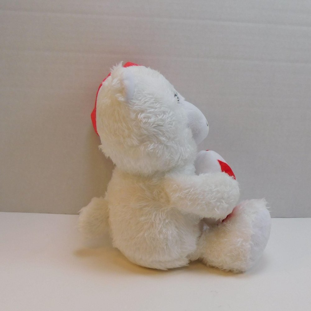 Hallmark Christmas Plush Teddy Bear Santa Hat Holding Starlight Peppermint Candy - Picture 3 of 7